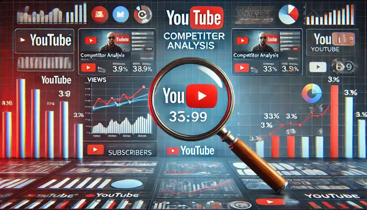 DALL·E 2024 11 22 23.22.37 A visually engaging representation of Competitor Analysis for YouTube in a 16 9 aspect ratio. The image features side by side YouTube channels with me