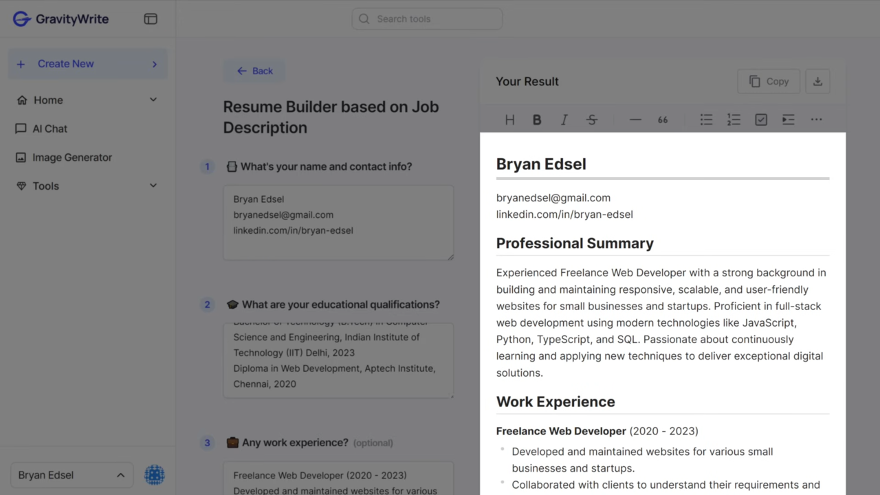 How to Write a Professional Resume 📄 Using AI 2024 6 14 screenshot 1