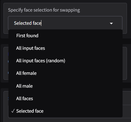 Specify face selection for swapping 1